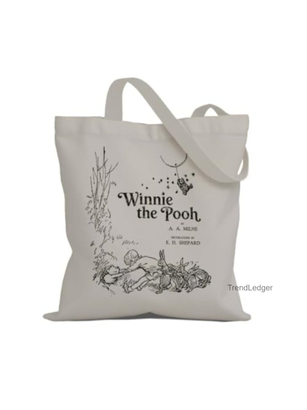 Canvas Tote Bag Winnie the Pooh Book Lover Literary Shoulder Bag